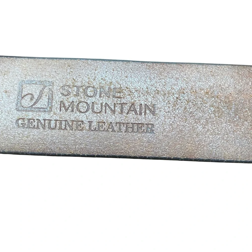 Stone Mountain Mens Brown Leather Belt Distressed Rugged Buckle Western XL42-44